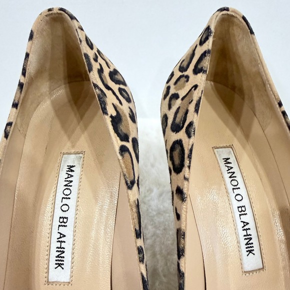 Manolo Blahnik BB 70 Leopard Suede Pump EU 39.5 US 8.5 Original Box Worn Once - Picture 7 of 8